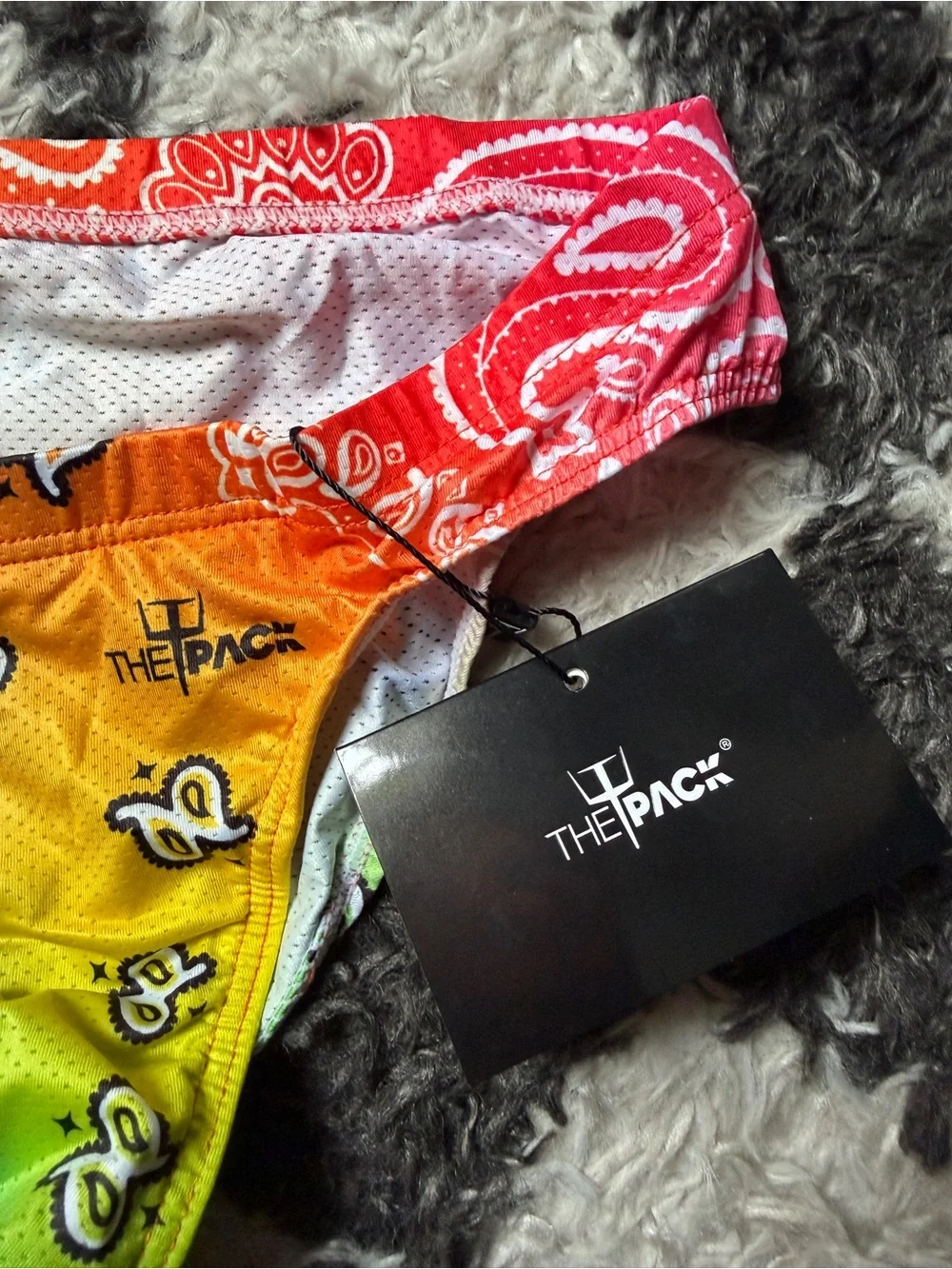 NWT Rainbow Bandana Print Swim/Briefs - Pride Festival- Medium and Large